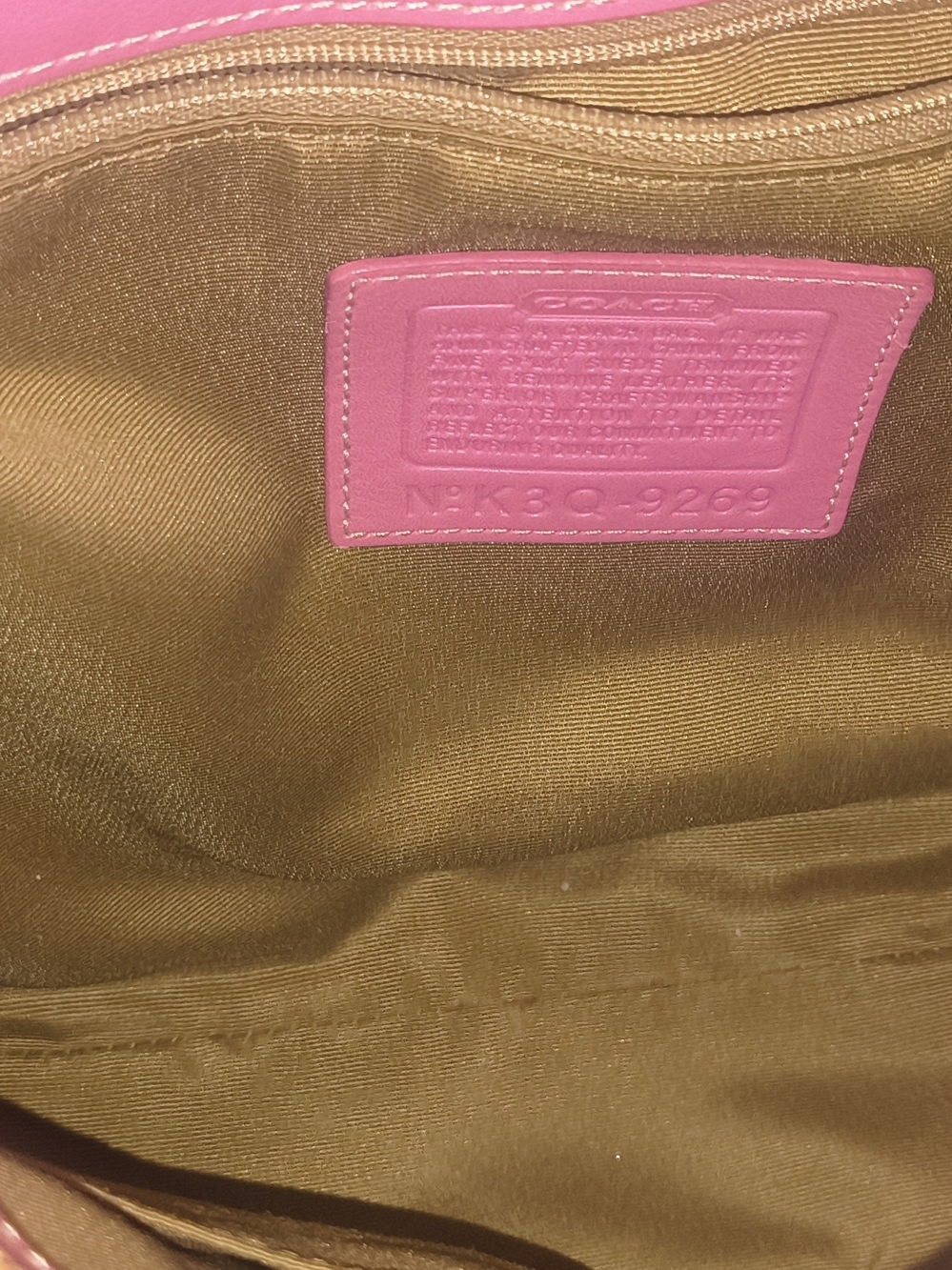 Coach Pink Suede Shoulder Bag with Tan Leather Trim - Picture 12 of 15